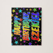 Voornaam "EZEKIEL", geun "HAPPY BIRTHDAY" Legpuzzel (Verticaal)