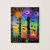 Voornaam "EZEKIEL", geun "HAPPY BIRTHDAY" Legpuzzel (Verticaal)