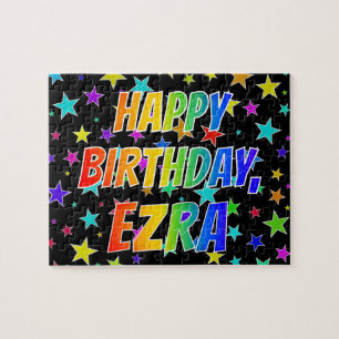 Voornaam "EZRA", geun "HAPPY BIRTHDAY" Legpuzzel