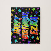 Voornaam "EZRA", geun "HAPPY BIRTHDAY" Legpuzzel (Verticaal)