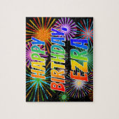 Voornaam "EZRA", vun "HAPPY BIRTHDAY" Legpuzzel (Verticaal)