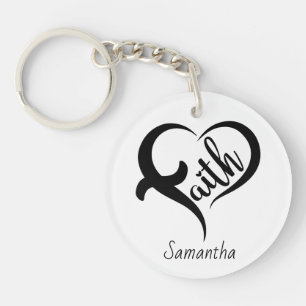 Voornaam   Faith Inspirerend Black Typography Sleutelhanger
