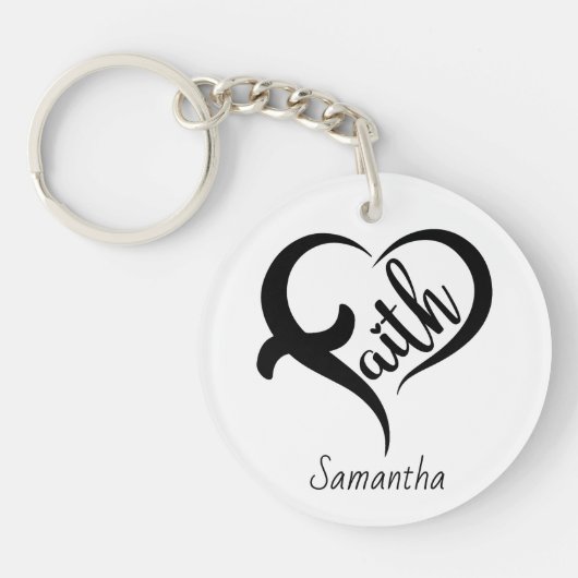 Voornaam | Faith Inspirerend Black Typography Sleutelhanger (Voorkant)