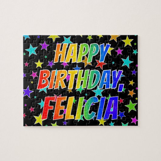 Voornaam FELICIA, Fun "HAPPY BIRTHDAY" Legpuzzel (Horizontaal)