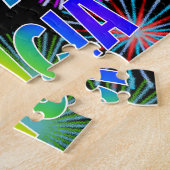 Voornaam "FELICIA", geun "HAPPY BIRTHDAY" Legpuzzel (Zijkant)