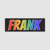 Voornaam "FRANK": Fun Rainbow-kleuren Naamplaatje (Voorkant)