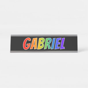 Voornaam "GABRIEL": Fun Rainbow-kleuren Bureau Naambordje