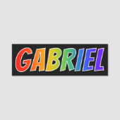 Voornaam "GABRIEL": Fun Rainbow-kleuren Naamplaatje (Voorkant)