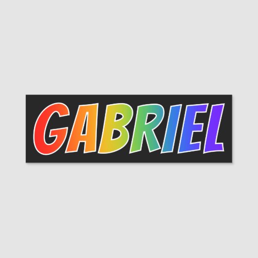 Voornaam "GABRIEL": Fun Rainbow-kleuren Naamplaatje (Voorkant)
