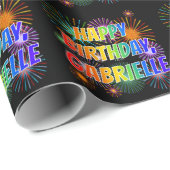 Voornaam "GABRIELLE", geun "HAPPY BIRTHDAY" Cadeaupapier (Rol Hoek)