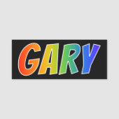 Voornaam "GARY": Fun Rainbow-kleuren Naamplaatje (Voorkant)