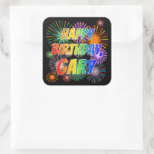 Voornaam "GARY", geun "HAPPY BIRTHDAY" Vierkante Sticker (Tas)