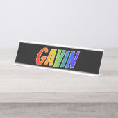Voornaam "GAVIN": Fun Rainbow-kleuren Bureau Naambordje (Voorkant)