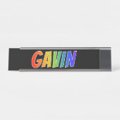 Voornaam "GAVIN": Fun Rainbow-kleuren Bureau Naambordje (Voorkant)