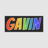 Voornaam "GAVIN": Fun Rainbow-kleuren Naamplaatje (Voorkant)