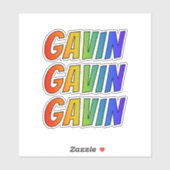 Voornaam "GAVIN" w/ Fun Rainbow Coloring Sticker (Vel)