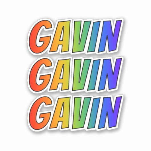 Voornaam "GAVIN" w/ Fun Rainbow Coloring Sticker (Voorkant)