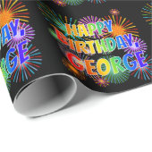 Voornaam "GEORGE", geun "HAPPY BIRTHDAY" Cadeaupapier (Rol Hoek)