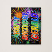 Voornaam "GERALD", geun "HAPPY BIRTHDAY" Legpuzzel (Verticaal)