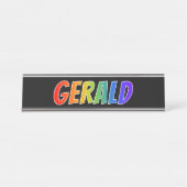 Voornaam "GERALD": vun regenboogkleuren Bureau Naambordje (Voorkant)