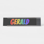 Voornaam "GERALD": vun regenboogkleuren Bureau Naambordje (Voorkant)