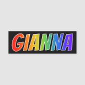 Voornaam "GIANNA": Fun Rainbow-kleuren Naamplaatje (Voorkant)