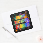 Voornaam "GIANNA", geun "HAPPY BIRTHDAY" Vierkante Sticker (Envelop)
