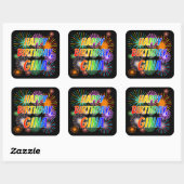 Voornaam "GINA", geun "HAPPY BIRTHDAY" Vierkante Sticker (Vel)