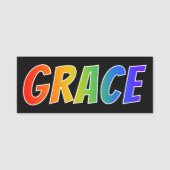 Voornaam "GRACE": Fun Rainbow-kleuren Naamplaatje (Voorkant)