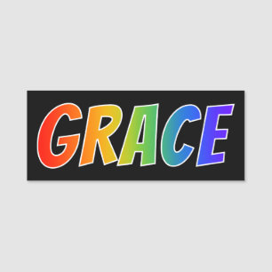 Voornaam "GRACE": Fun Rainbow-kleuren Naamplaatje