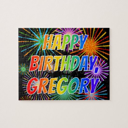 Voornaam "GREGORY", afgekort "HAPPY BIRTHDAY" Legpuzzel (Horizontaal)