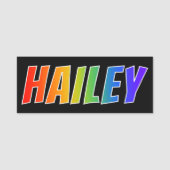 Voornaam "HAILEY": Fun Rainbow-kleuren Naamplaatje (Voorkant)