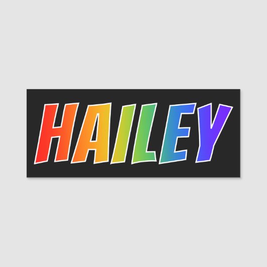Voornaam "HAILEY": Fun Rainbow-kleuren Naamplaatje (Voorkant)