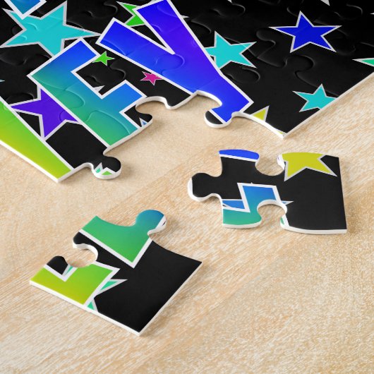 Voornaam "HALEY", Fun "HAPPY BIRTHDAY" Legpuzzel (Zijkant)