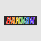 Voornaam "HANNAH": Fun Rainbow-kleuren Naamplaatje (Voorkant)