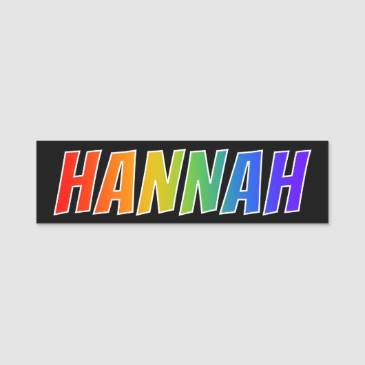 Voornaam "HANNAH": Fun Rainbow-kleuren Naamplaatje (Voorkant)