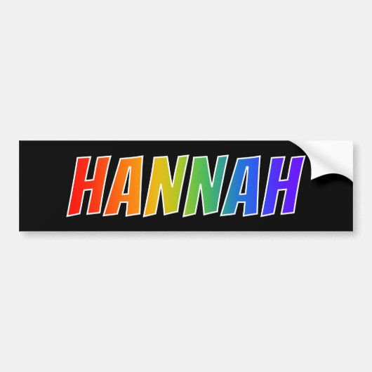 Voornaam "HANNAH": vun regenboogkleuren Bumpersticker (Voorkant)