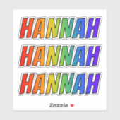 Voornaam "HANNAH" w / Fun Rainbow Coloring Sticker (Vel)