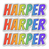 Voornaam "HARPER" w/ Fun Rainbow Coloring Sticker (Voorkant)