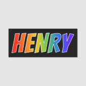 Voornaam "HENRY": Fun Rainbow-kleuren Naamplaatje (Voorkant)