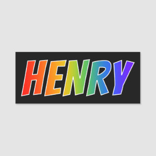Voornaam "HENRY": Fun Rainbow-kleuren Naamplaatje