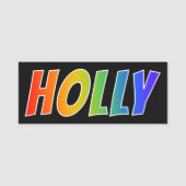 Voornaam "HOLLY": Fun Rainbow-kleuren Naamplaatje (Voorkant)