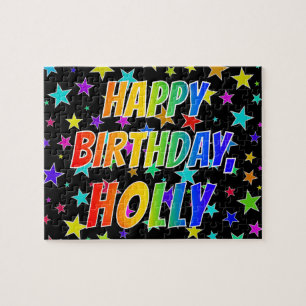 Voornaam "HOLLY", geun "HAPPY BIRTHDAY" Legpuzzel