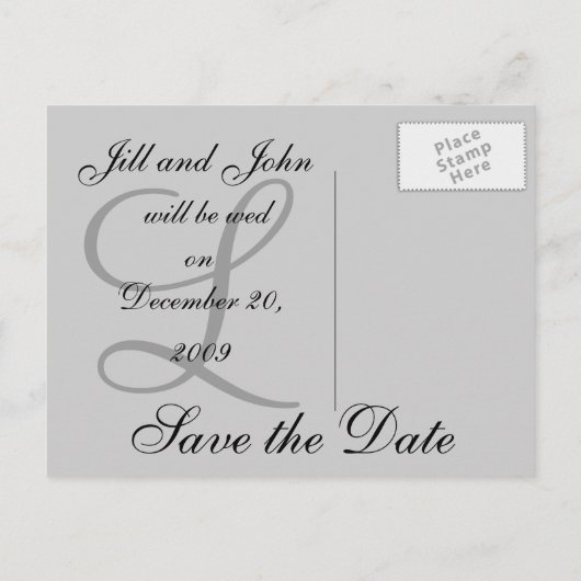 Voornaam Initiaal Monogram Save the Date Briefkaar Aankondigingskaart (Achterkant)