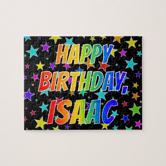 Voornaam ISAAC, Fun "HAPPY BIRTHDAY" Legpuzzel (Horizontaal)