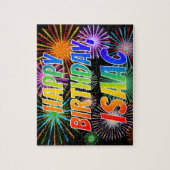 Voornaam "ISAAC", geun "HAPPY BIRTHDAY" Legpuzzel (Verticaal)
