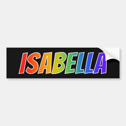 Voornaam "ISABELLA": Fun Rainbow Coloring Bumpersticker (Voorkant)