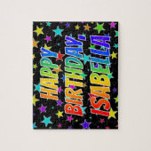 Voornaam "ISABELLA", geun "HAPPY BIRTHDAY" Legpuzzel (Verticaal)