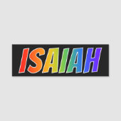 Voornaam "ISAIAH": Fun Rainbow-kleuren Naamplaatje (Voorkant)
