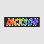 Voornaam "JACKSON": Fun Rainbow-kleuren Naamplaatje (Voorkant)